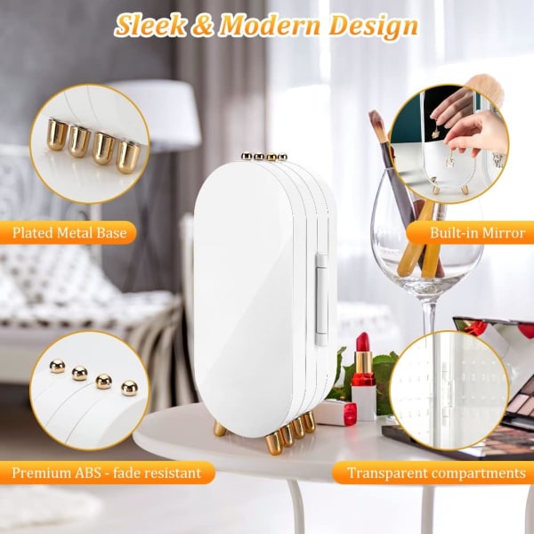 Earring Stand with Mirror Foldable Earring Stand Storage Box for