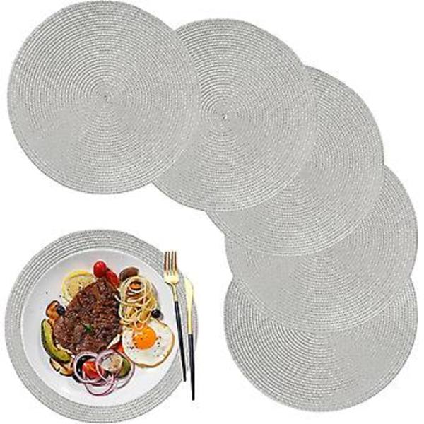 Pöytäliinat, 6 kpl, 32 cm, pyöreät, polypropeeni, muovi, pestävät, keittiöön, ruokapöytään, juhliin, häihin (punainen)