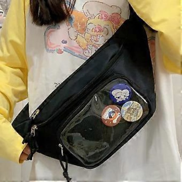 Itabag i japansk stil med transparent nåldisplayficka Crossbody Midjeväska Axelväska för anime-entusiaster Grön (Grön)
