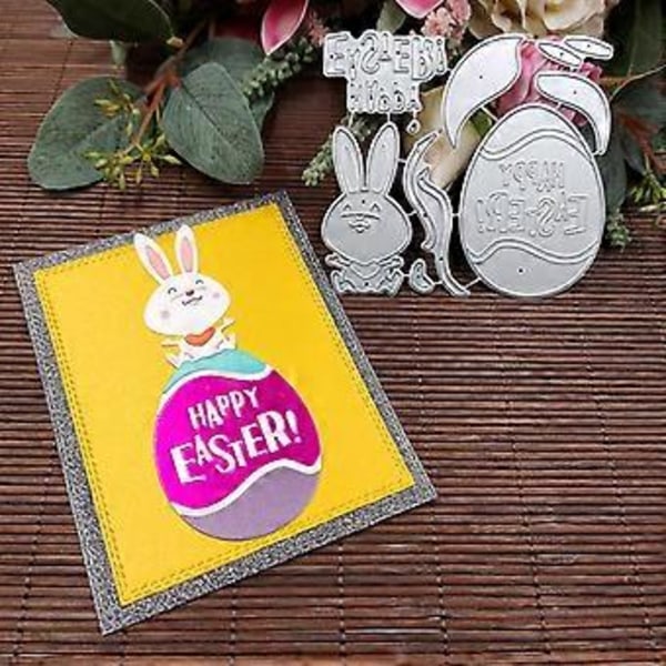Glad Påsk Ägg Kanin Metall Skär Dies Schablon Scrapbooking DIY Album Stämpel