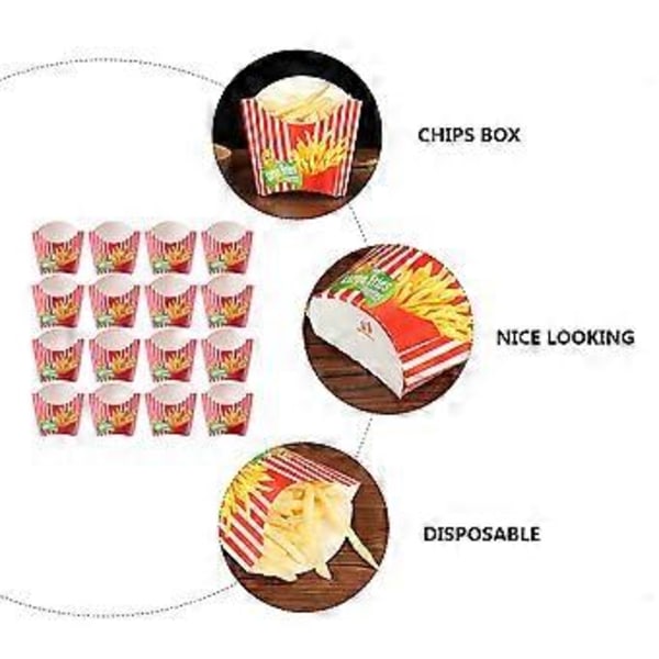 200 st Papperschipsbox Bärbar Snackmatlåda Fodral Snackförpackningsmaterial