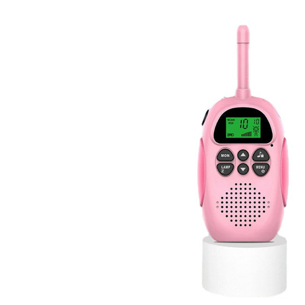 2 rosa laddningsbara barnwalkie-talkies med FM-radio, blin