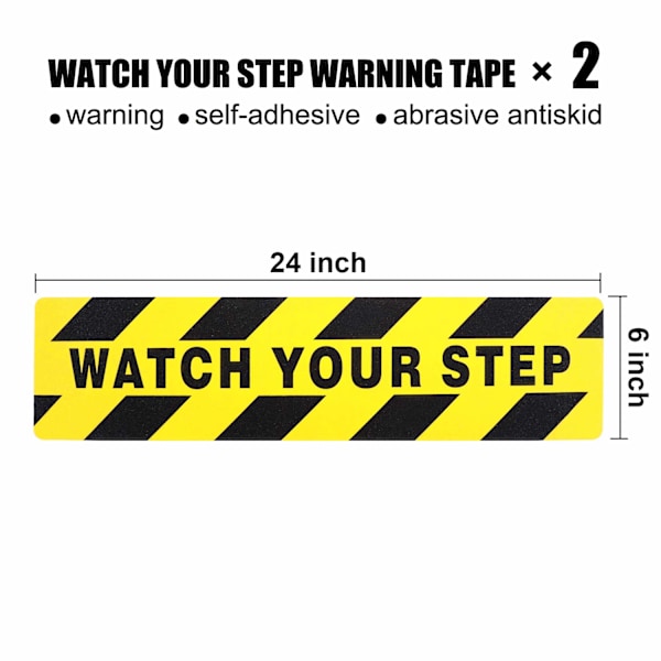 2 stk "Watch Your Step" Gulvmerker Dekaler 6 x 24 Tommer Advarsel S