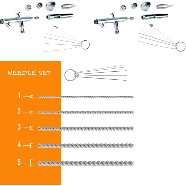 Komplett airbrush rengøringssæt inklusive 1 rengøringsbeholder med holder, 5 rengøringsbørster, 5 rengørings