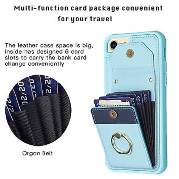 Organ Card Bag Telefonfodral för iPhone SE 2022 / 2020 / 8 / 7 (Blå)