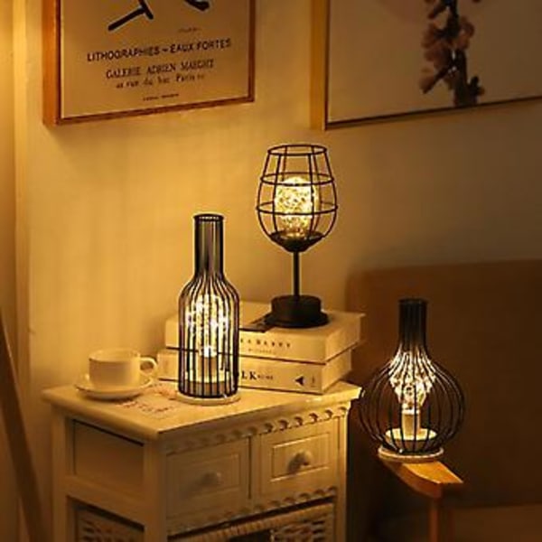Retro Klassisk Järnkonst LED Bordlampa Nattlampa Väckarklocka
