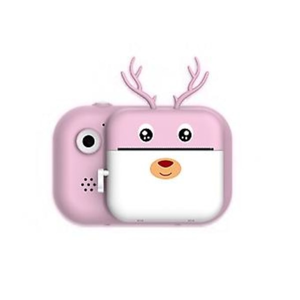 Mini Termisk Kameraskrivare Bärbar Ficka Dubbla Linser Utskrift 1080P 2400W (Rosa)