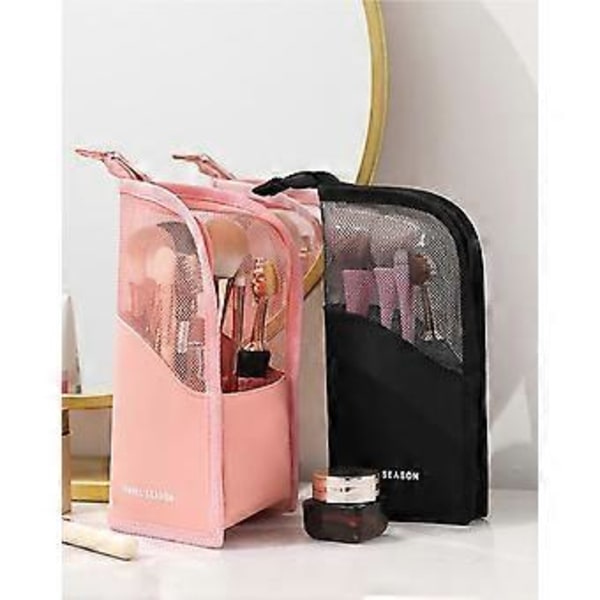 Make-up Bredt Tasker, Kosmetiktaske Kosmetik Etui Organizer til Kvinder og Piger (pink) (sort)