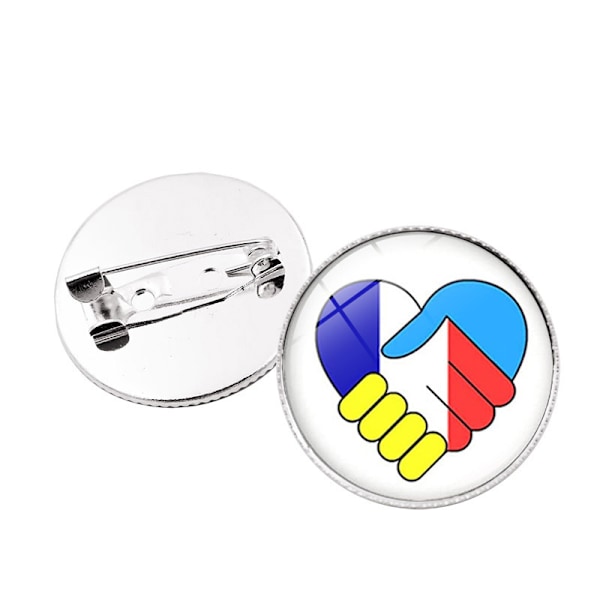 （Fred）Ukraina Flaggmerke, Diameter 25mm（Stil 15）