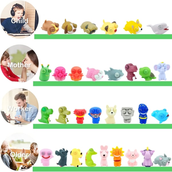 3 stk morsomme enhjørning klemme leketøy Squishy Squeeze leketøy med Pop Out Eyes