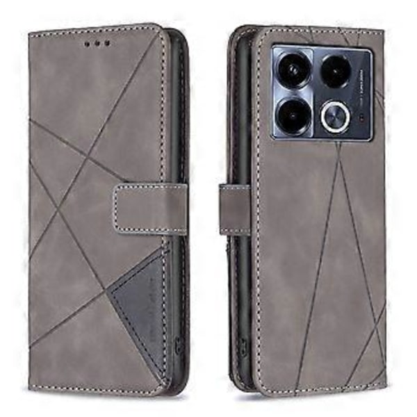 BINFEN COLOR BF05 For Infinix Note 40 Etui Stativ Lommebok PU Lær Geometrisk Telefondeksel (Stil F)