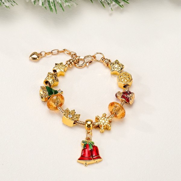 Christmas Jingle Bell Rannekoru Stretch Beaded Charm Bangle Säädä