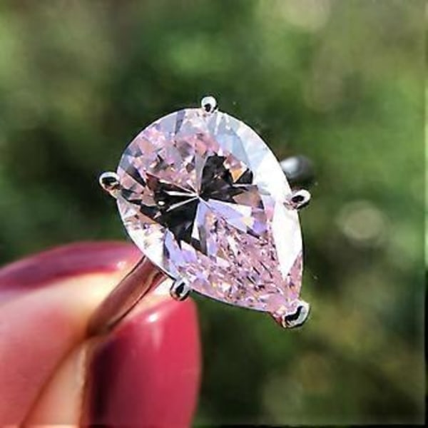 Gica Gema 925 Silver 10ct Vattendroppe 10*14 Carat Personlig Underbar Ring För Kvinnor Fina Högkvalitativa Smycken Gåva (6 ljusblå)