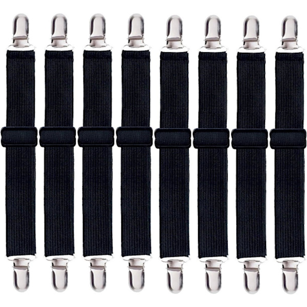 8-pakning lakenstropper, justerbare lakenstropper med klips