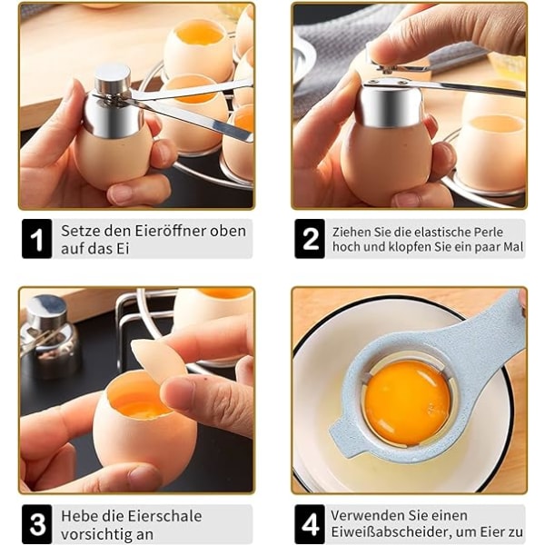Todelt æggeskalsåbner, velegnet til rå/blødkogte æg
