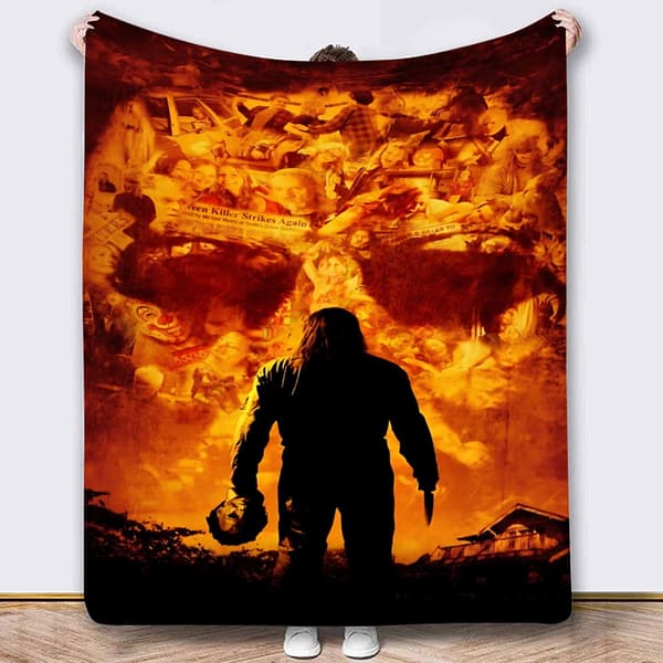 150 x 200 cm Flonel Tæppe med Halloween Gyserkarakter Design - 3