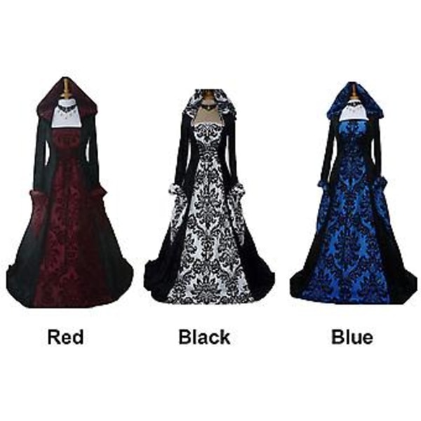 Bedste Tilbud - Halloween Dame Renaissance Middelalder Kostume Fancy Kjoler Cosplay 100% NY 52% RABAT (2XL Sort)