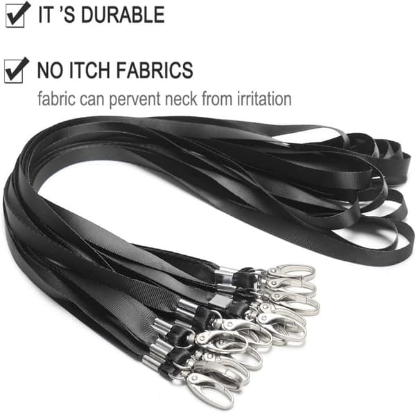 50 stk. Lanyards Sorte Lanyard til ID-kort Nylon Lanyard Bulk Cli