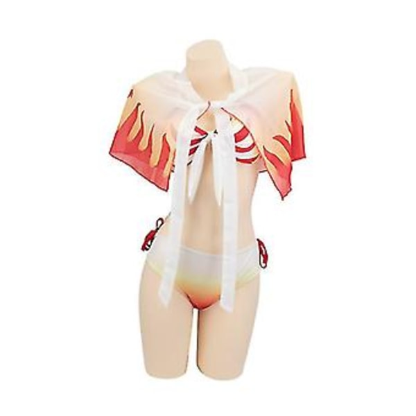 Demon Slayer Cosplay Kostume Bikini Strand Sommer Badedragt Sæt Ty (XL Rengoku Kyoujurou)