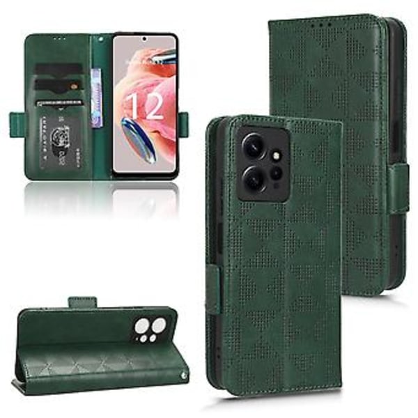 Læder Telefon Case til Xiaomi Redmi Note 12 4G Global (Grøn)