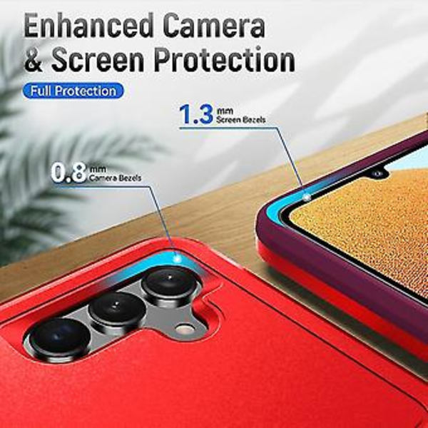 Samsung Galaxy A13 5g:lle Pioneer Armor - Kestävä Puhelin Kotelo (PC + TPU) (Punainen)