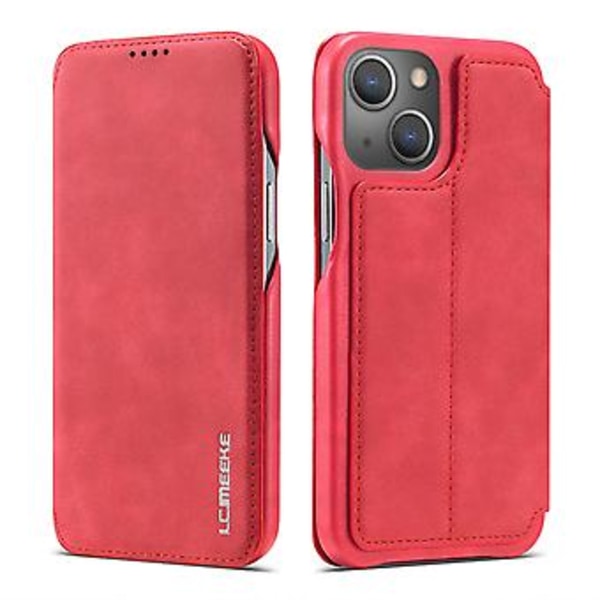 LC Ancient Series Lærtelefonveske For iPhone 15 Plus (Rød)