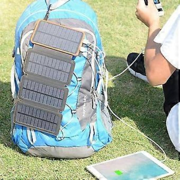 Solar Oplader 25000mah Bærbar Ekstern Batteri Med 4 Paneler Vandtæt Powerbank Med 2 Usb Udendørs Camping Til Telefon Tablets Cisea