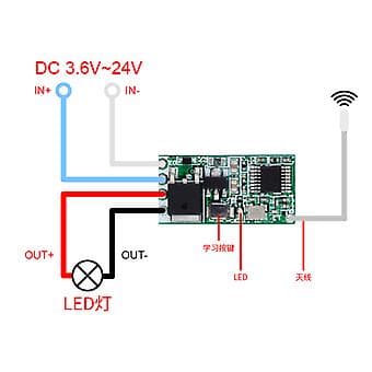433 MHz 1CH RF Relé Mottaker Universell Trådløs Fjernkontroll Bryter Modul
