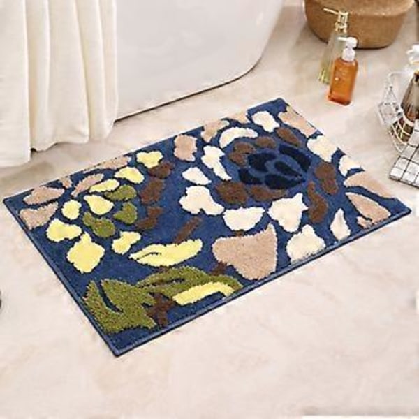 Badrumsmattor, Mjuka Monstera-Blad Badmattor för Badrumsgolv Halksäkra, Tvättsbara Badmattor Set 16\"x24\", Vattenabsorberande & Hållbara Duschgolvmattor