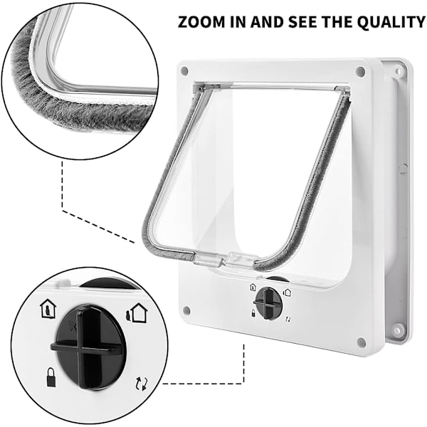 Kissanhäntä, 4-suuntainen magneettinen lemmikkieläinten ovi kissoille ja pienille koirille, helppo t