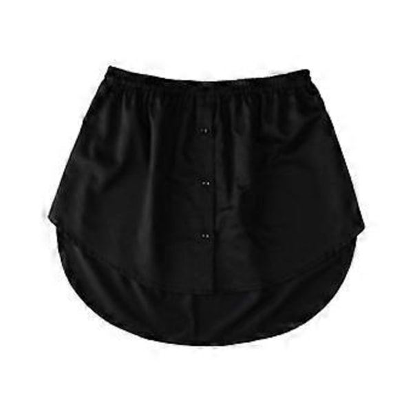 Skjorteforlenger for kvinner, justerbar lagdeling falsk topp nedre kant skjorte halv lengde skjørt S-2XL (XL Svart)