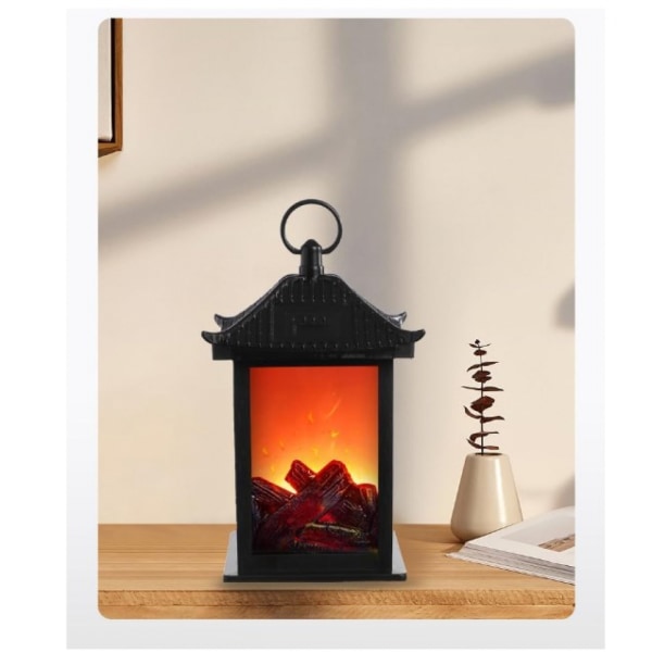 (8,5 x 8,5 x 17 cm) Lille lanterne ved pejsen Hyggelig traditionel pejs Realistisk Flammeeffekt Kul St
