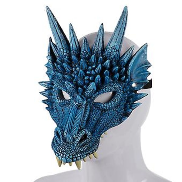 Drakmask Karneval Cosplay Maskeraddräkt Halloween Kostymer Dekoration (Blå)