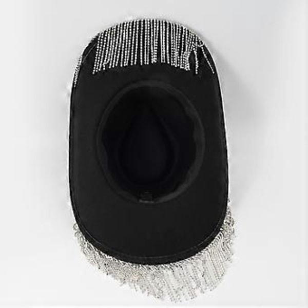 Glittrande Cowboyhatt Toppar Kristall Vild för Möhippa Disco Kristall Cowboyhatt Discohatt för Skådespelare Skådespelerska Svart( )
