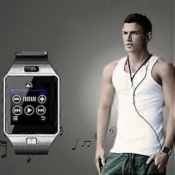 Touchscreen Smartwatch dz09 med Kamera Bluetooth-kompatibel Armbåndsur Relogio SIM-kort Smartwatch (Sølv)