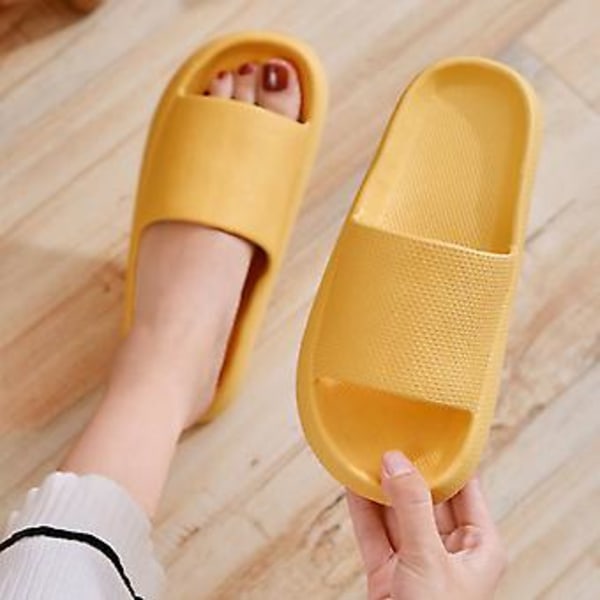 Slippers med tykk såle for kvinner og menn, komfortable lette sandaler for strandferie (3637 Svart)