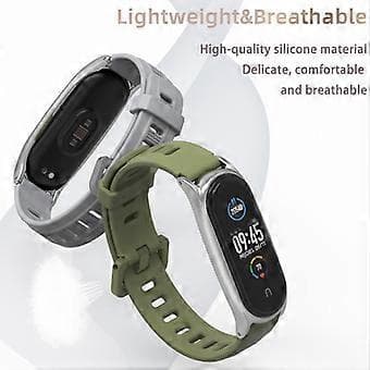 For Xiaomi Mi Band 6/5/4/3 Silikonrem + Etui (Grå Sølv)