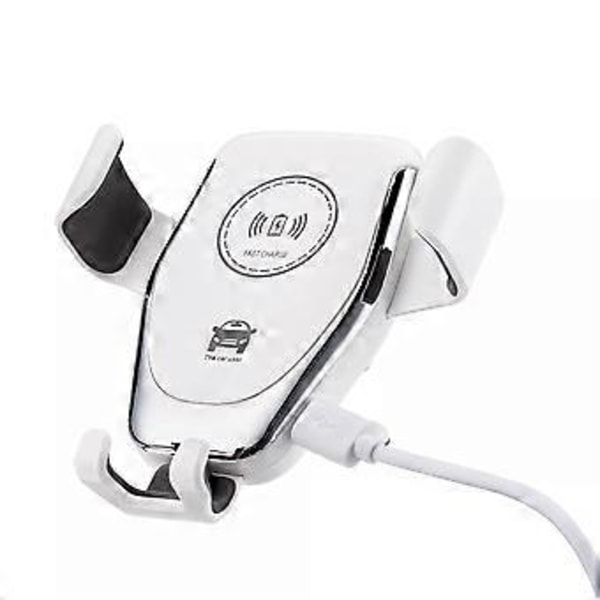 Trådløs billader med automatisk klemme og telefonholder (Hvit)