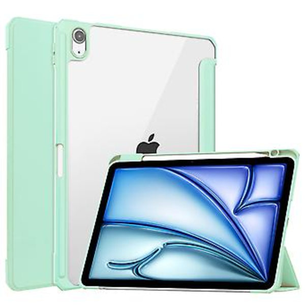 3-delt Smart Lærtablettveske For iPad Air 11 2024 (Mintgrønn)