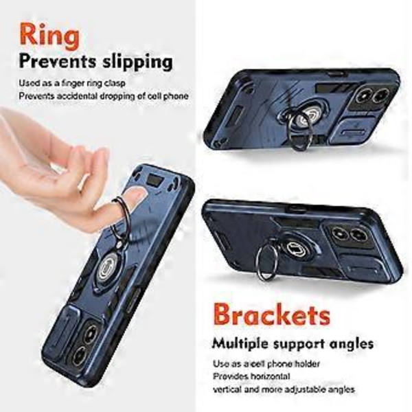 Ring Holder Telefonhus til Motorola Moto G04 / G24 (Kongeblå)