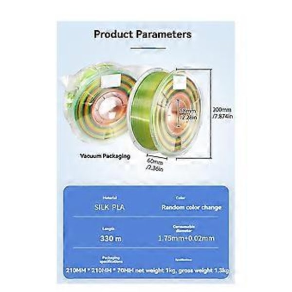 PLA 3D-printer Filament 1,75 mm 1 kg Spol 3D-printmaterial til 3D-printere og 3D-penne