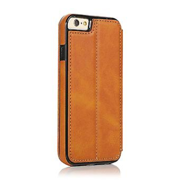 PU Læder Etui Folio Til Iphone 6p/6sp, Business Stil, Pengepung Funktion, Fald Beskyttelse, Stativ Funktion, Holdbar (Khaki)
