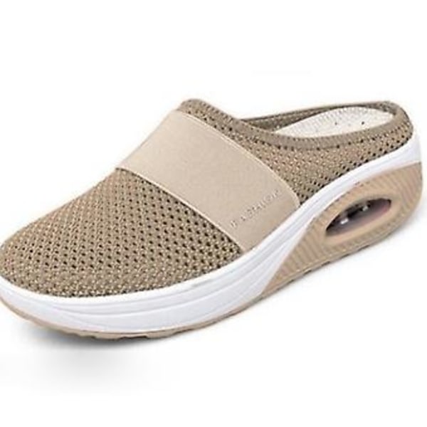 Hengityskykyiset kävelykengät, rennot verkkokengät, slip-on-malliset kävelykengät (43 Khaki)