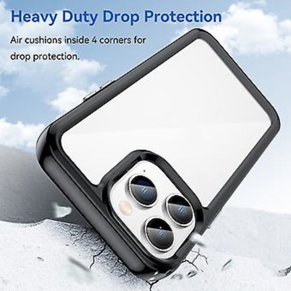 Akryl + TPU Telefon Cover til iPhone 14 Pro (Sort)