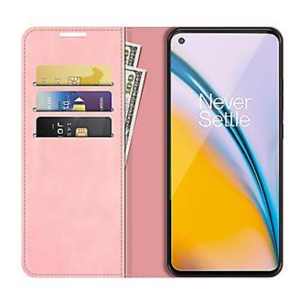 Til OnePlus Nord 2 5G Magnetisk Sugning Læderetui (Pink)