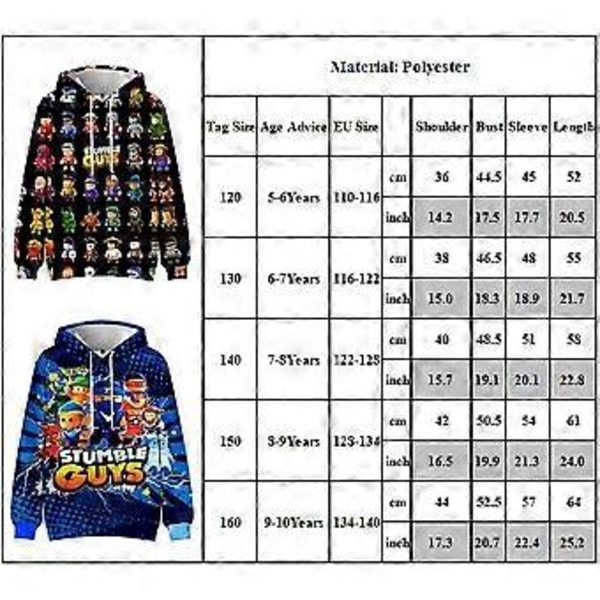 Stumble Guys Tryckta Hoodies Barnens Tröja Hösttröja Långärmad Huvad Toppar (9-10 År C)