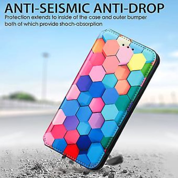 Färgglatt Magnetiskt Läderfodral För Samsung Galaxy A12 (Färgglad Kub)