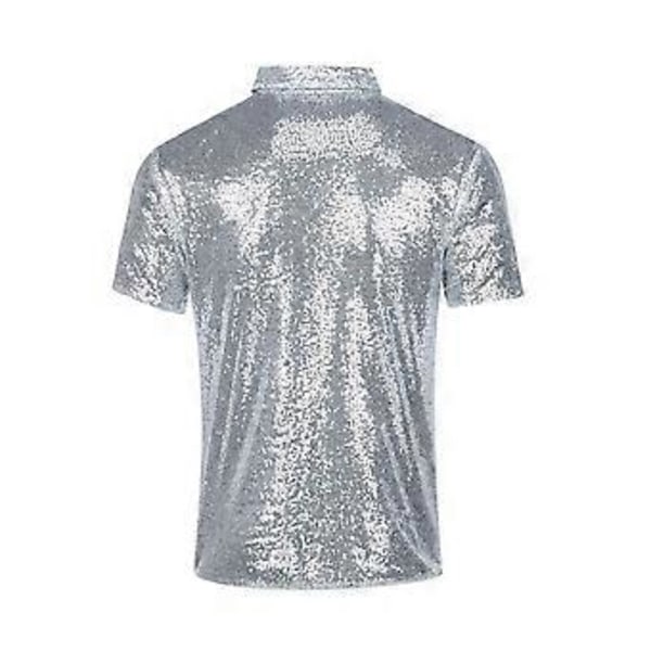 Paljetttröja för män, glittriga kortärmade klubbtröjor (XL)