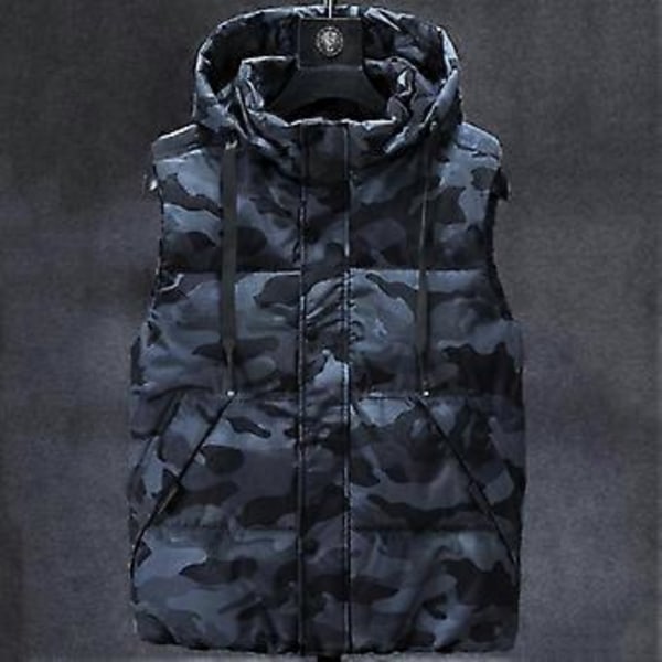 Stor Størrelse L-7XL Høst Vinter Herre Vest med Hette Ny Uformell Ermeløs Jakke For Menn Varm Parkas (6XL blå)