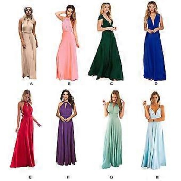 Kvinders Aften Multi Way Wrap Brudepige Formelle Lange Maxi Konvertible Kjole (S Hellblå)